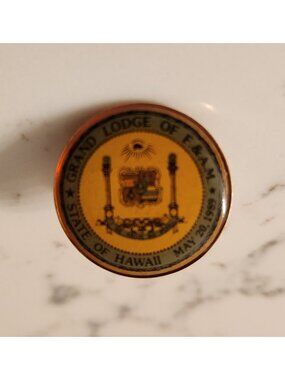 State Of Hawaii Masonic Grand Lodge Of F. & A.M. Rare Lapel Pin Vintage